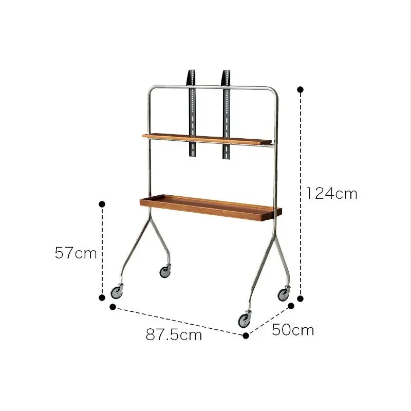 Stainless Steel Movable Floor Monitor TV Shelf