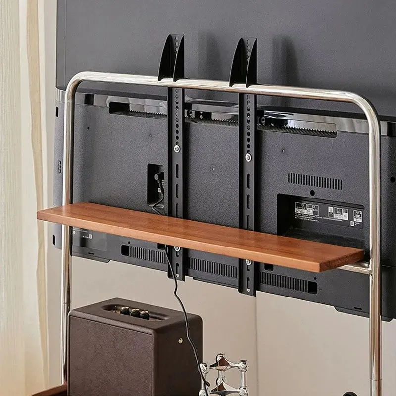 Stainless Steel Movable Floor Monitor TV Shelf
