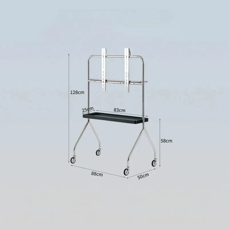 Stainless Steel Movable Floor Monitor TV Shelf