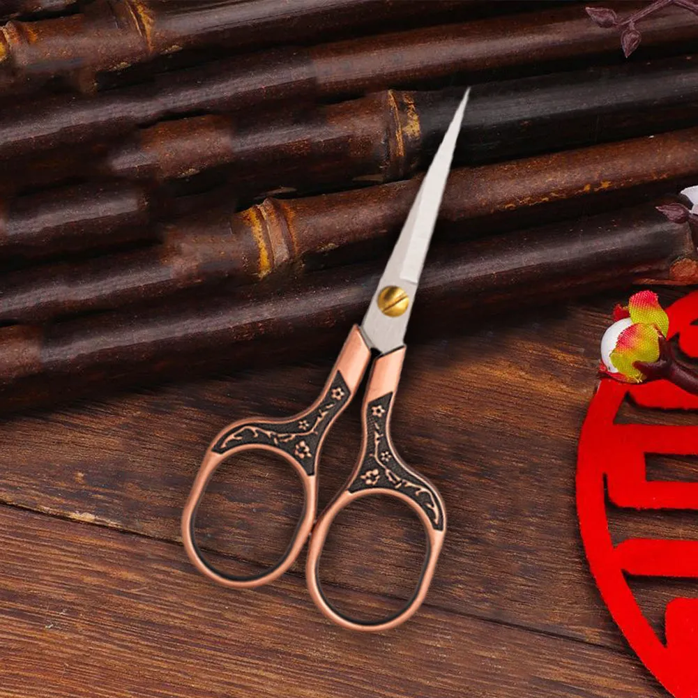 Stainless Steel Plum Blossom Flower Pattern Scissors 12.7x6cm (Reddish Copper