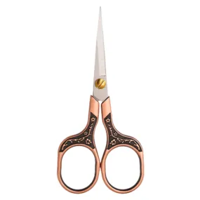 Stainless Steel Plum Blossom Flower Pattern Scissors 12.7x6cm (Reddish Copper