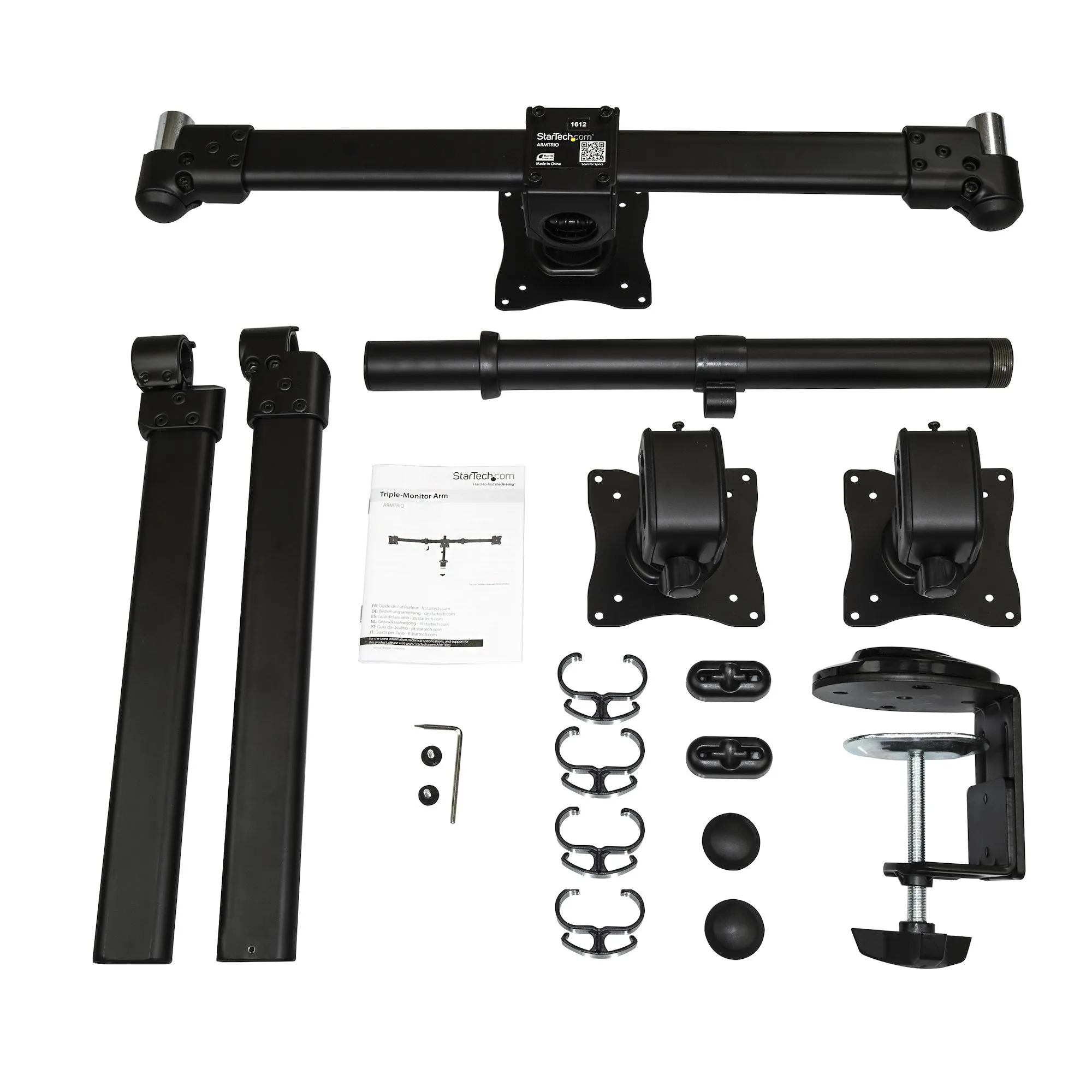 Startech.Com Desk Mount Triple Monitor Arm, Ergonomic Vesa 3 Monitor Mount Up To 27", Articulating & Height Adjustable P