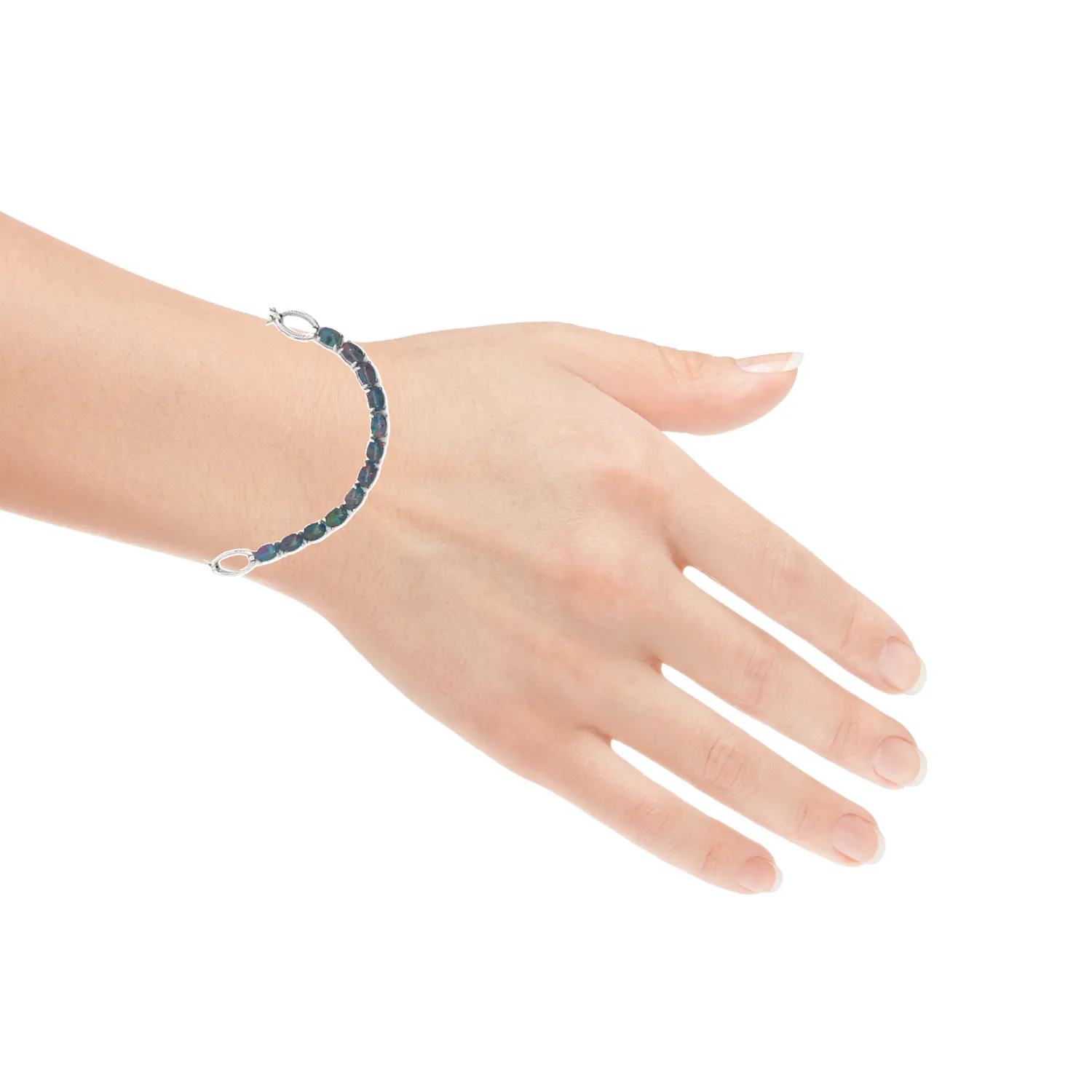 Sterling Silver 6x4mm Opal triplet tennis bracelet style
