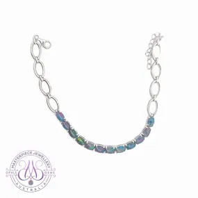 Sterling Silver 6x4mm Opal triplet tennis bracelet style