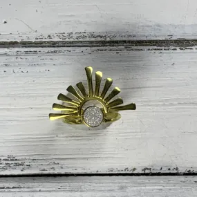 SUEDE   STEEL *Limited Edition* COLLECTION ||  <br> Adjustable Raw Brass Burst Ring ||  GOLD  w/ SHIMMER ROSE GOLD
