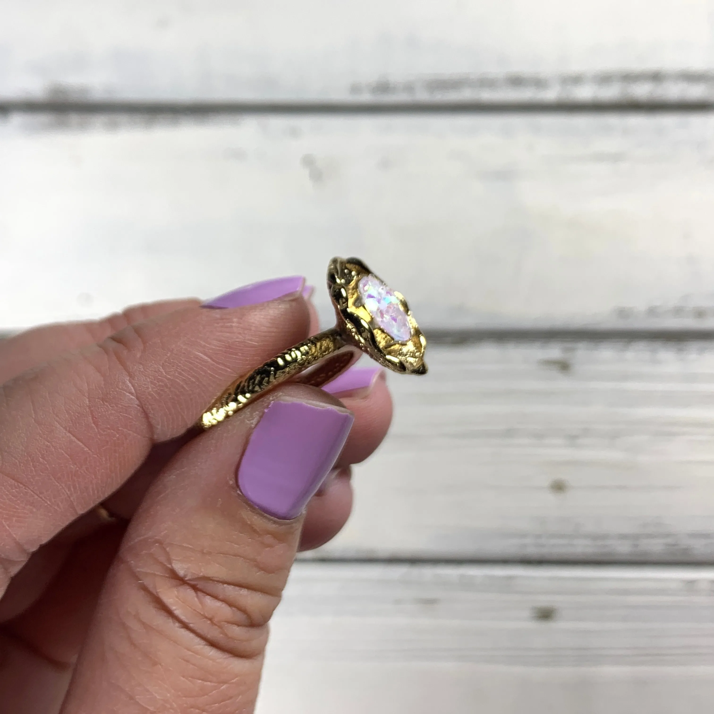 SUEDE   STEEL *Limited Edition* COLLECTION ||  <br> Adjustable Raw Brass Ring ||  GLITTER CORK