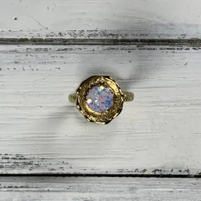 SUEDE   STEEL *Limited Edition* COLLECTION ||  <br> Adjustable Raw Brass Ring ||  GLITTER CORK