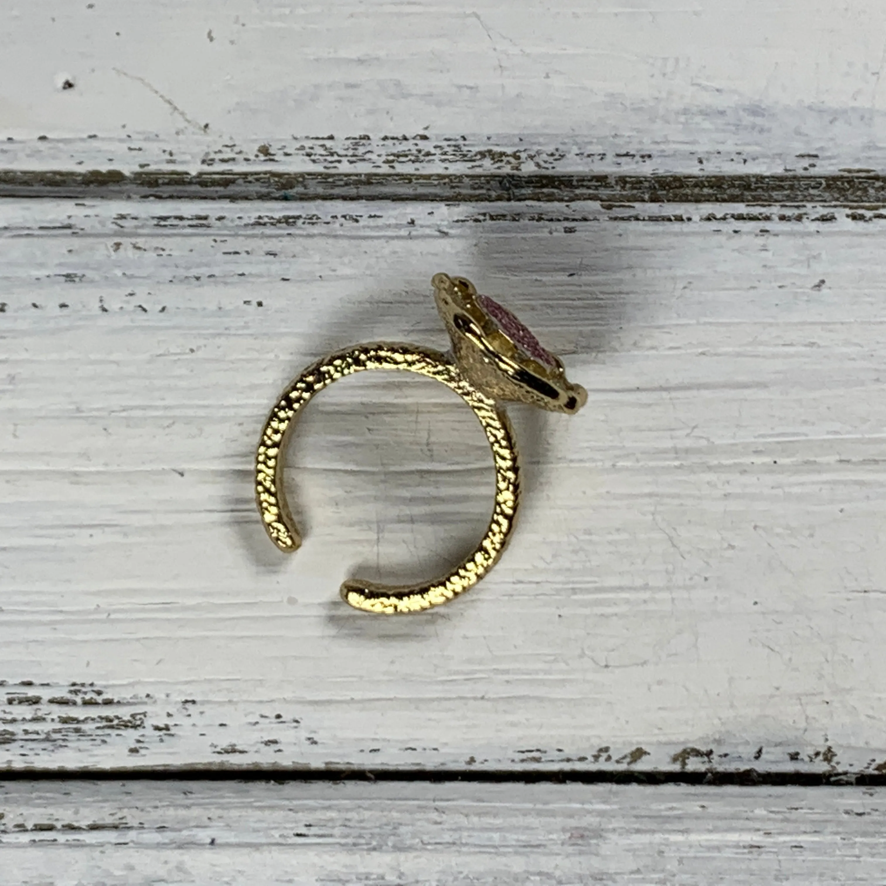 SUEDE   STEEL *Limited Edition* COLLECTION ||  <br> Adjustable Raw Brass Ring ||  GLITTER CORK