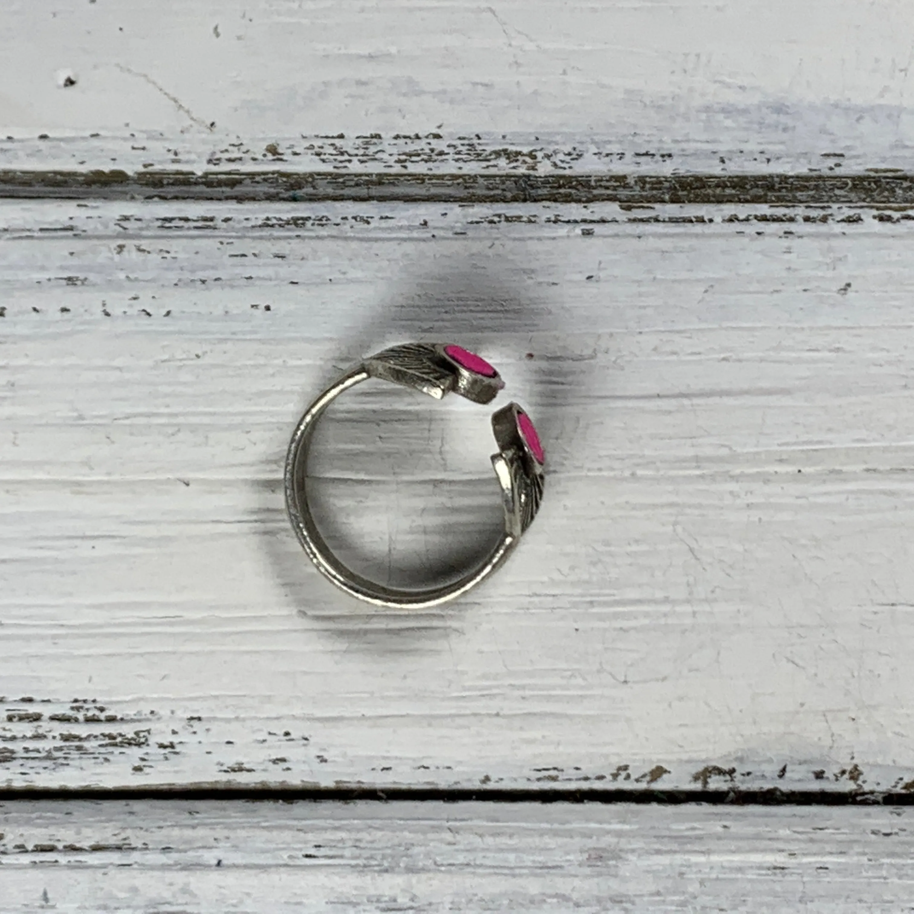 SUEDE   STEEL *Limited Edition* COLLECTION ||  <br> Adjustable Raw Brass Ring || SILVER  WITH NEON ORANGE SAFFIANO