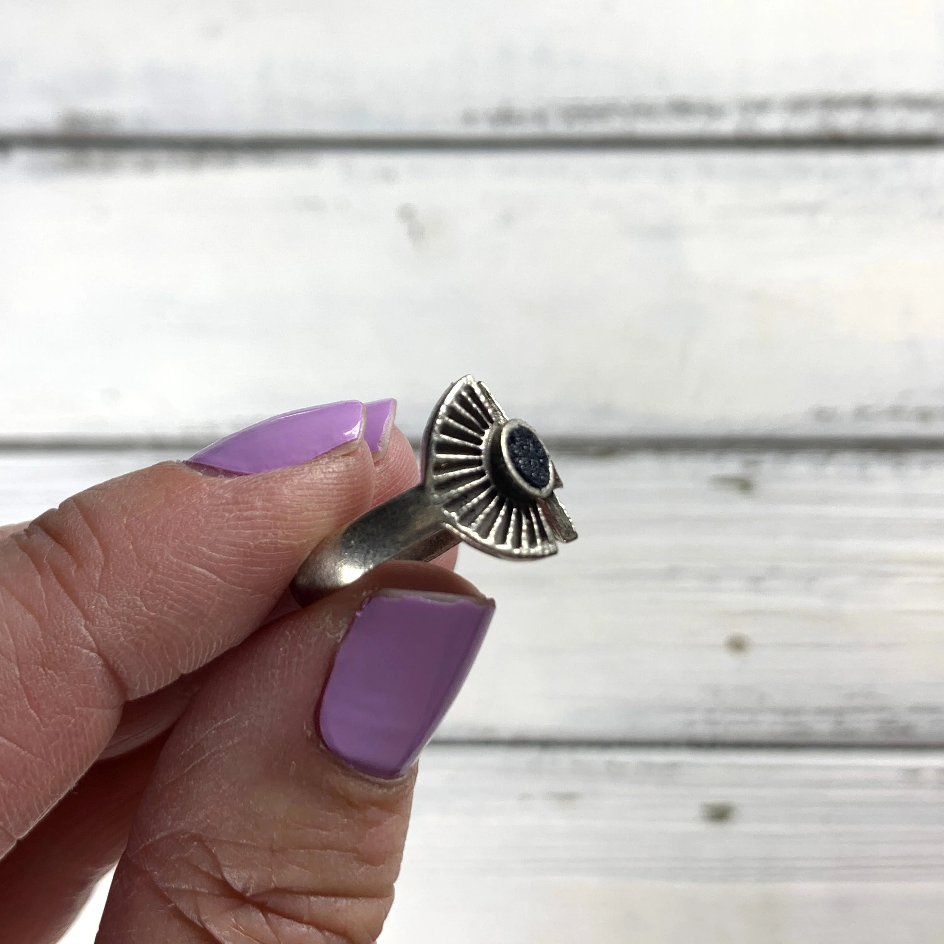 SUEDE   STEEL *Limited Edition* COLLECTION ||  <br> Adjustable Raw Brass Ring || SILVER  WITH NEON ORANGE SAFFIANO