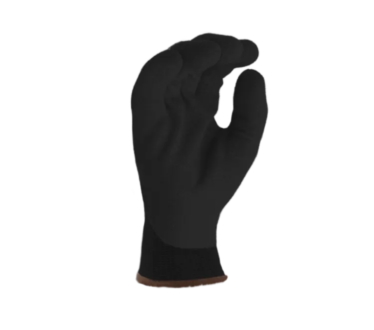 TASK GLOVES - Black Gloves, Heavy Thermal, Double layered Acrylic insulation, Black Latex palm coated, PVC Waterproof Barrier, ANSI A2 - Quantity 12 Pair