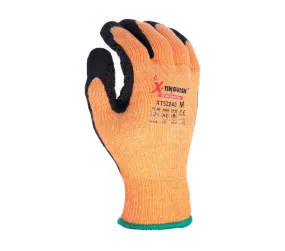 TASK GLOVES - X-TINGUISH - 10 Gauge Gloves, Aramid shell, Polyester terry cloth inner lined, Black Sandy Nitrile palm coated with Nitrile dots, ANSI 2 - Quantity 12 Pair