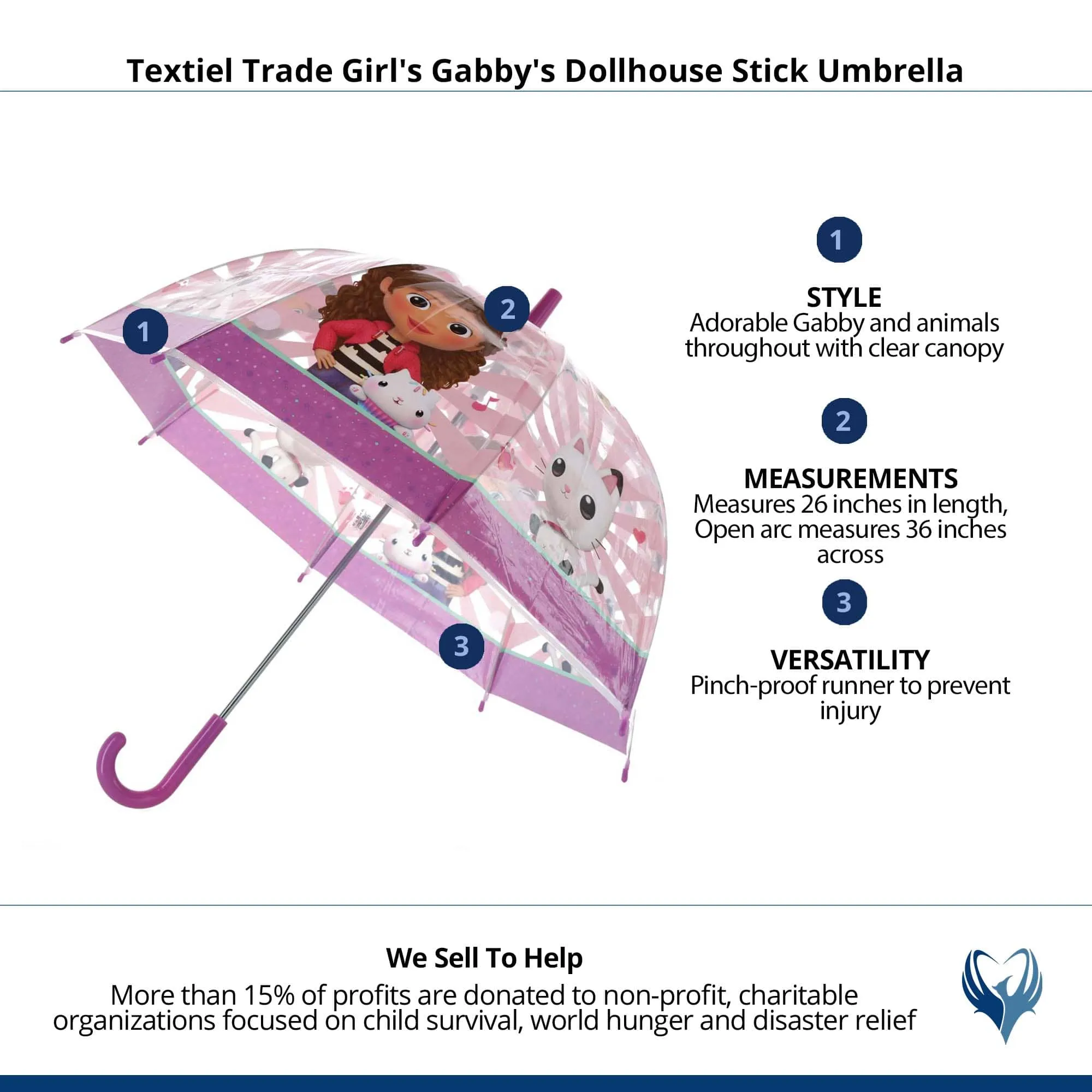 Textiel Trade Girl's Gabby's Dollhouse Stick Umbrella