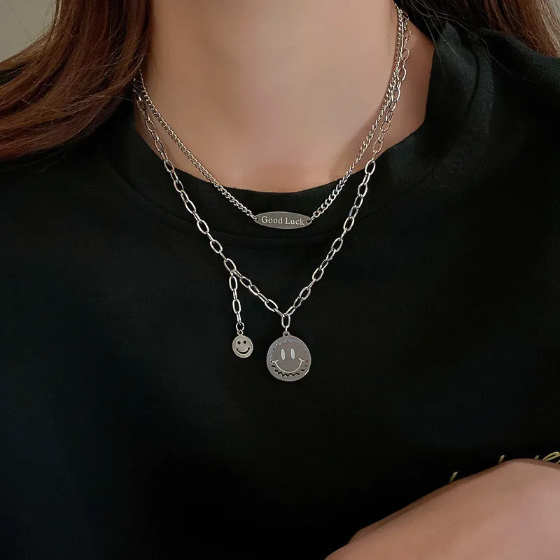 Titanium Steel Black Love Pendant Necklace Jewelry Pendant Set Decorative Jewelry
