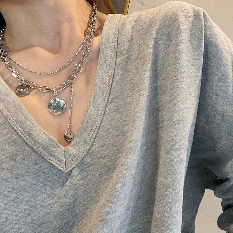 Titanium Steel Black Love Pendant Necklace Jewelry Pendant Set Decorative Jewelry