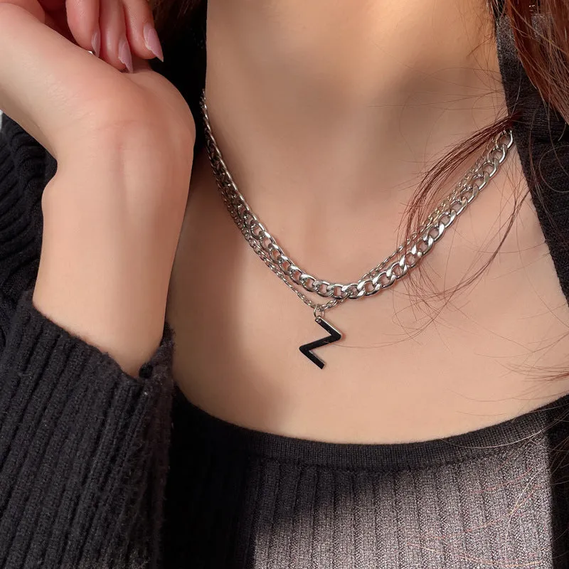 Titanium Steel Black Love Pendant Necklace Jewelry Pendant Set Decorative Jewelry