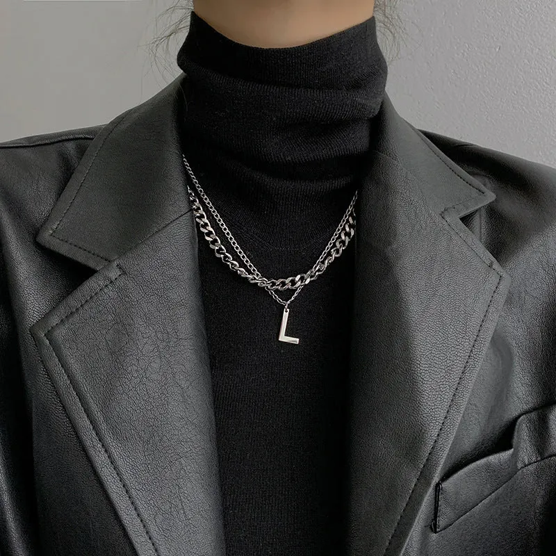 Titanium Steel Black Love Pendant Necklace Jewelry Pendant Set Decorative Jewelry