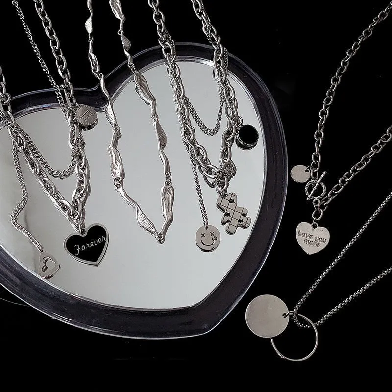 Titanium Steel Black Love Pendant Necklace Jewelry Pendant Set Decorative Jewelry
