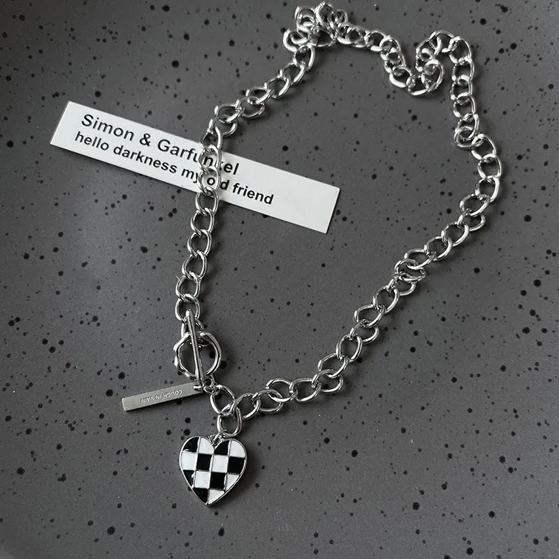 Titanium Steel Black Love Pendant Necklace Jewelry Pendant Set Decorative Jewelry