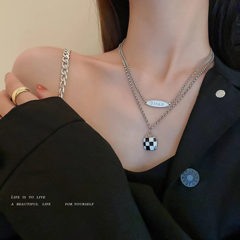 Titanium Steel Black Love Pendant Necklace Jewelry Pendant Set Decorative Jewelry