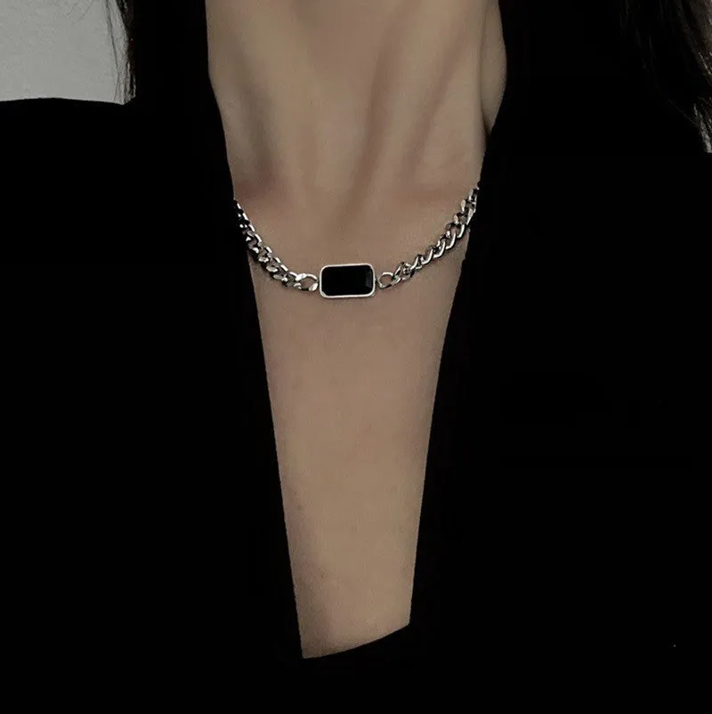 Titanium Steel Black Love Pendant Necklace Jewelry Pendant Set Decorative Jewelry
