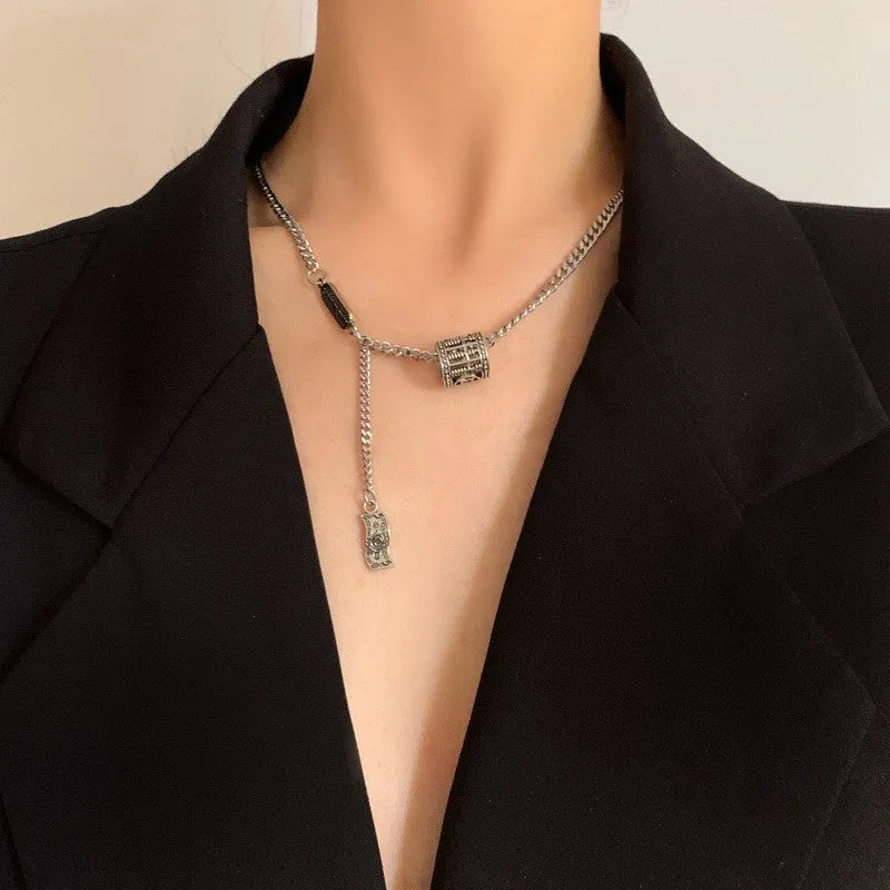 Titanium Steel Black Love Pendant Necklace Jewelry Pendant Set Decorative Jewelry