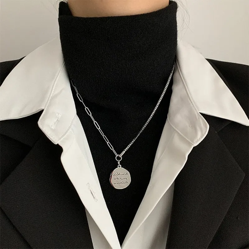 Titanium Steel Black Love Pendant Necklace Jewelry Pendant Set Decorative Jewelry