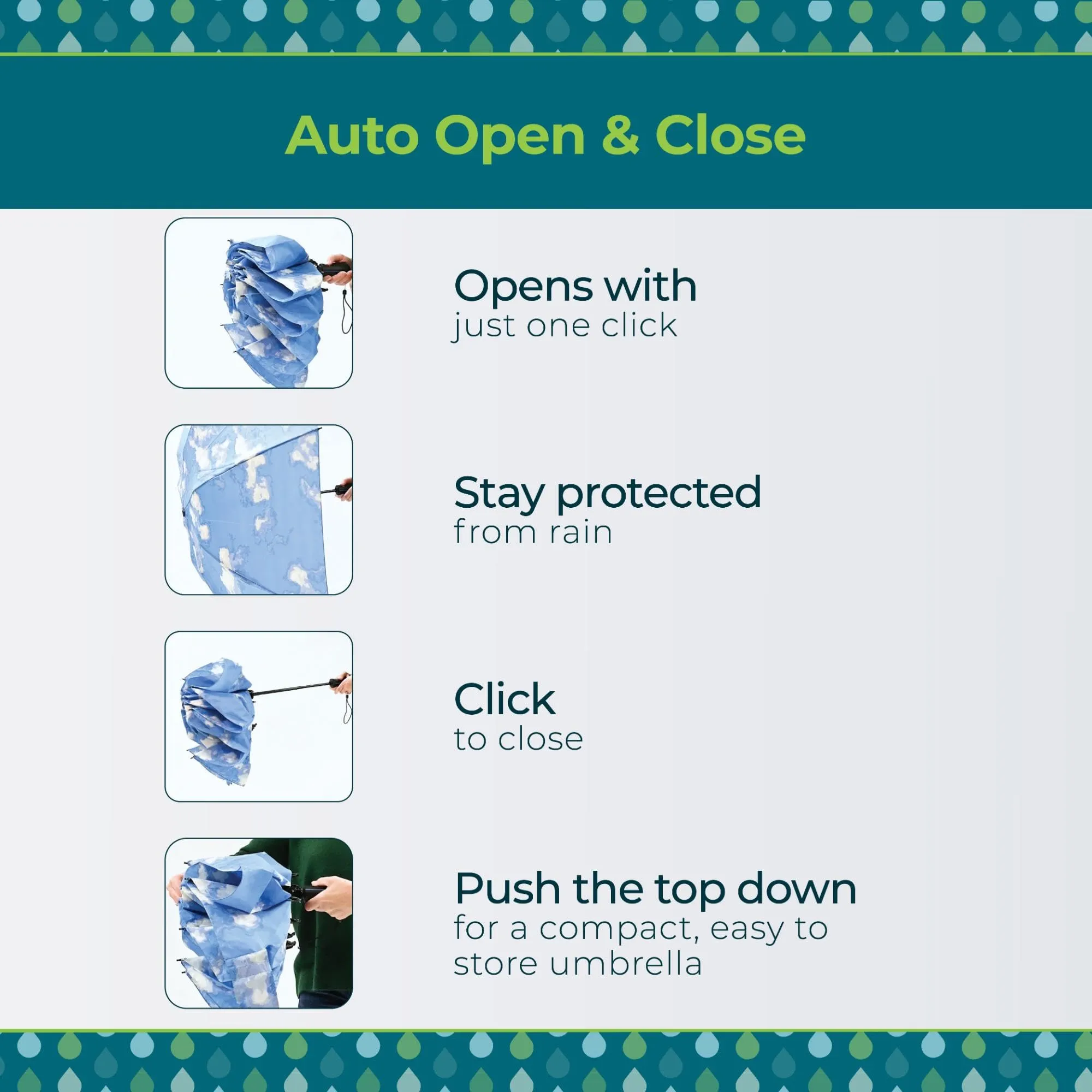 totes Compact Windproof Auto Open Close Umbrella
