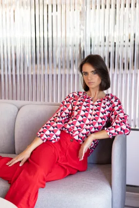Two T's Triangle Print Top