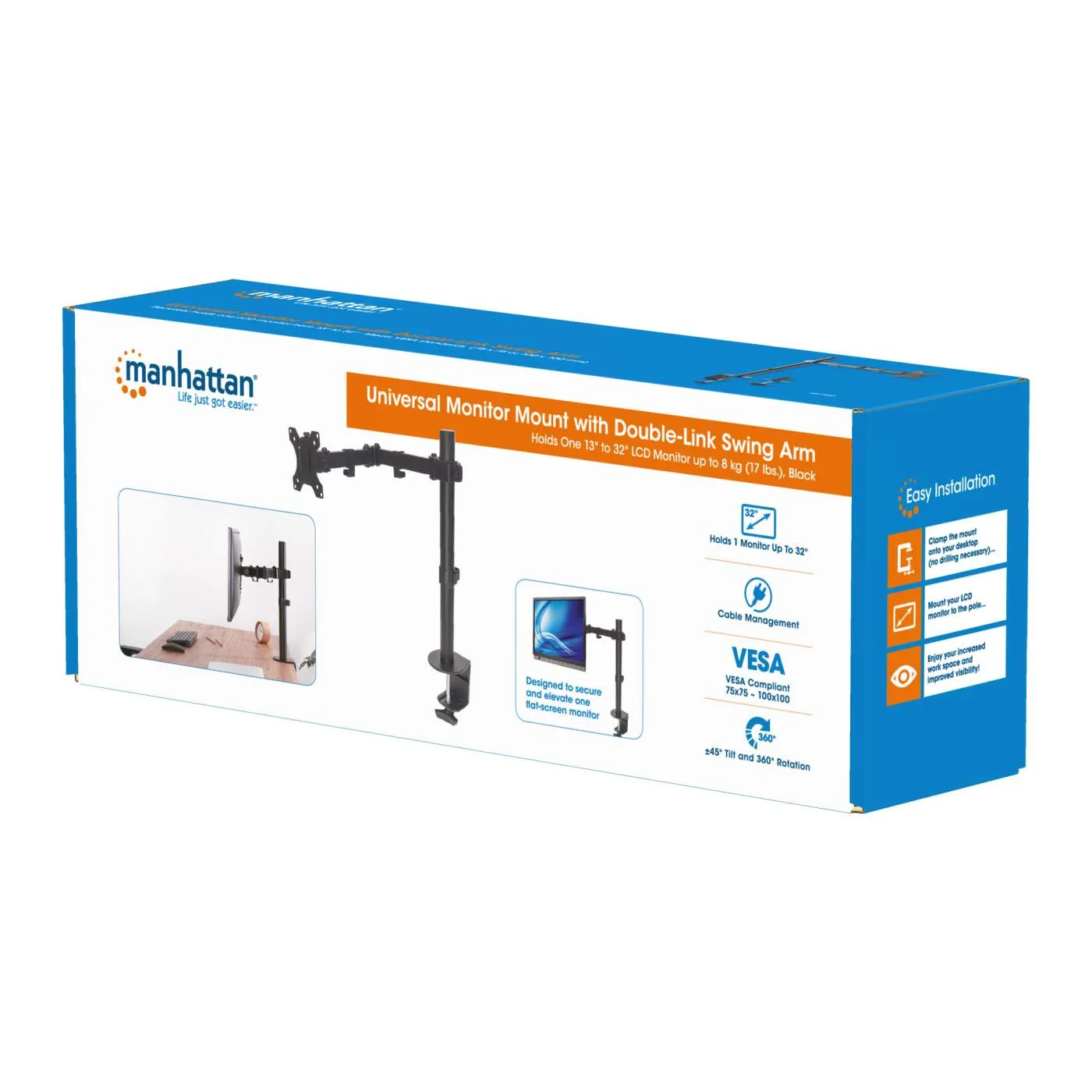 Universal Monitor Mount with Double-Link Swing Arm