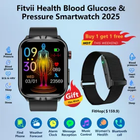 Upgrade FITVII® GT5 Plus Blood Pressure Watch With Heart Rate Blood Glucose Monitor Calls Smartwatch Free Watch💥