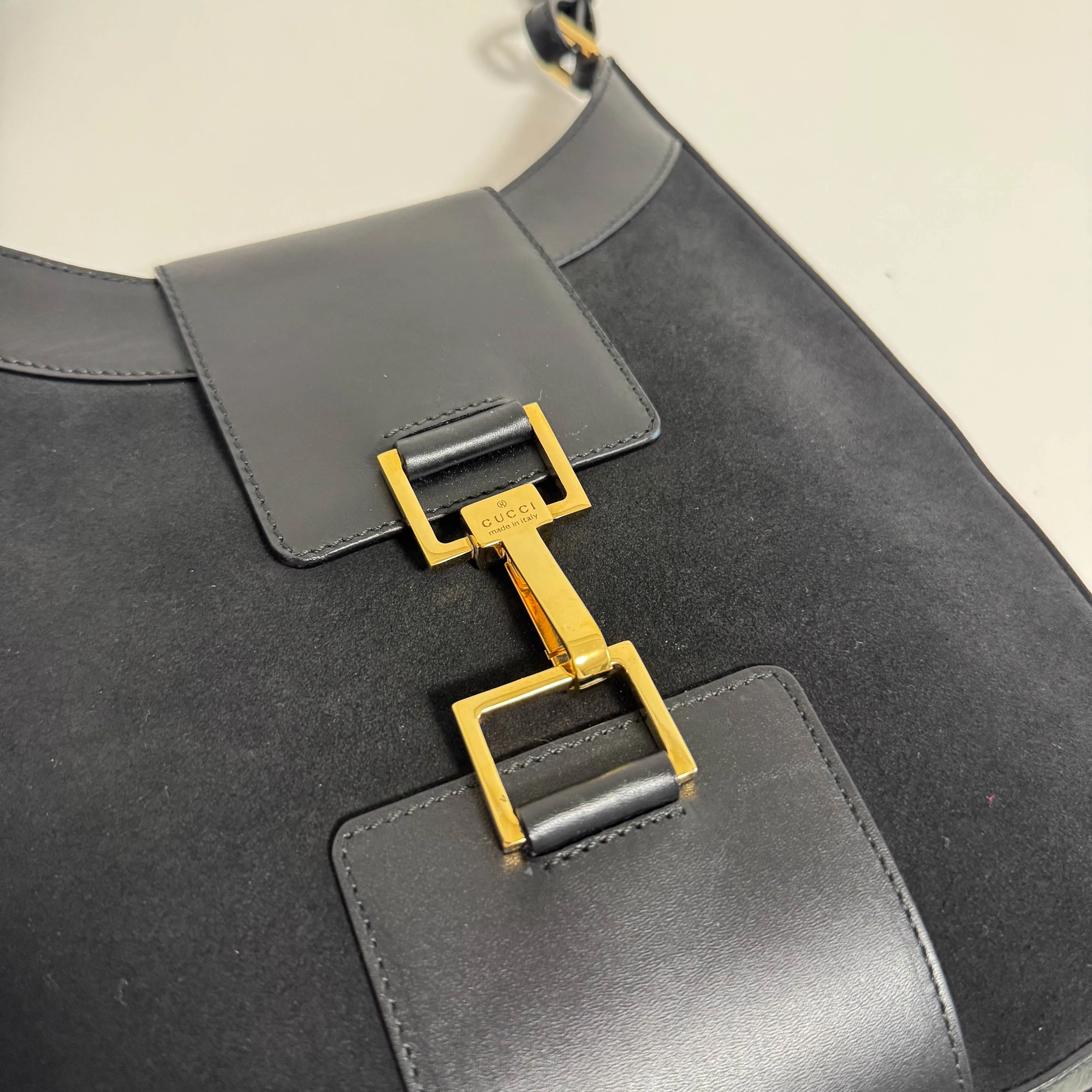 Vintage Black Suede Shoulder Bag
