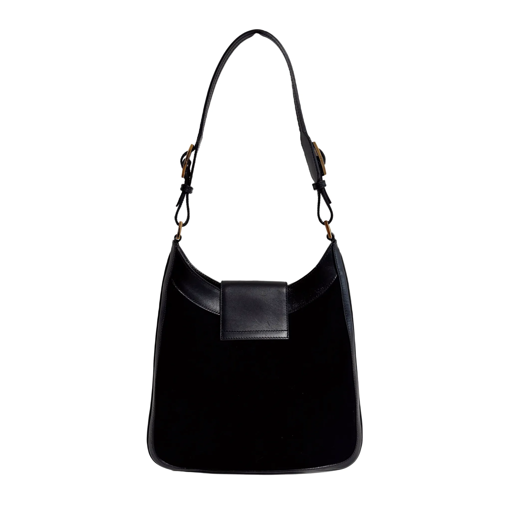 Vintage Black Suede Shoulder Bag