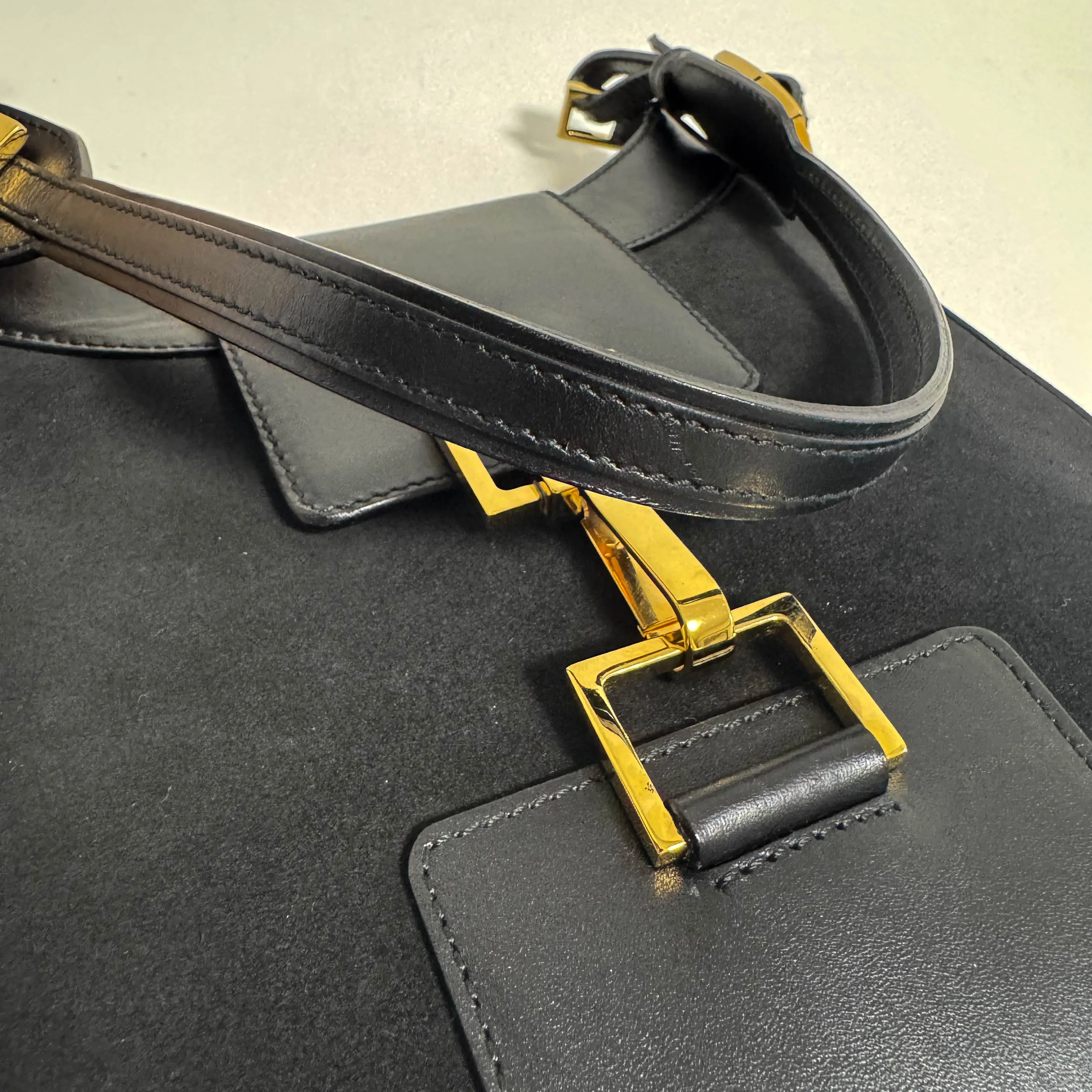 Vintage Black Suede Shoulder Bag