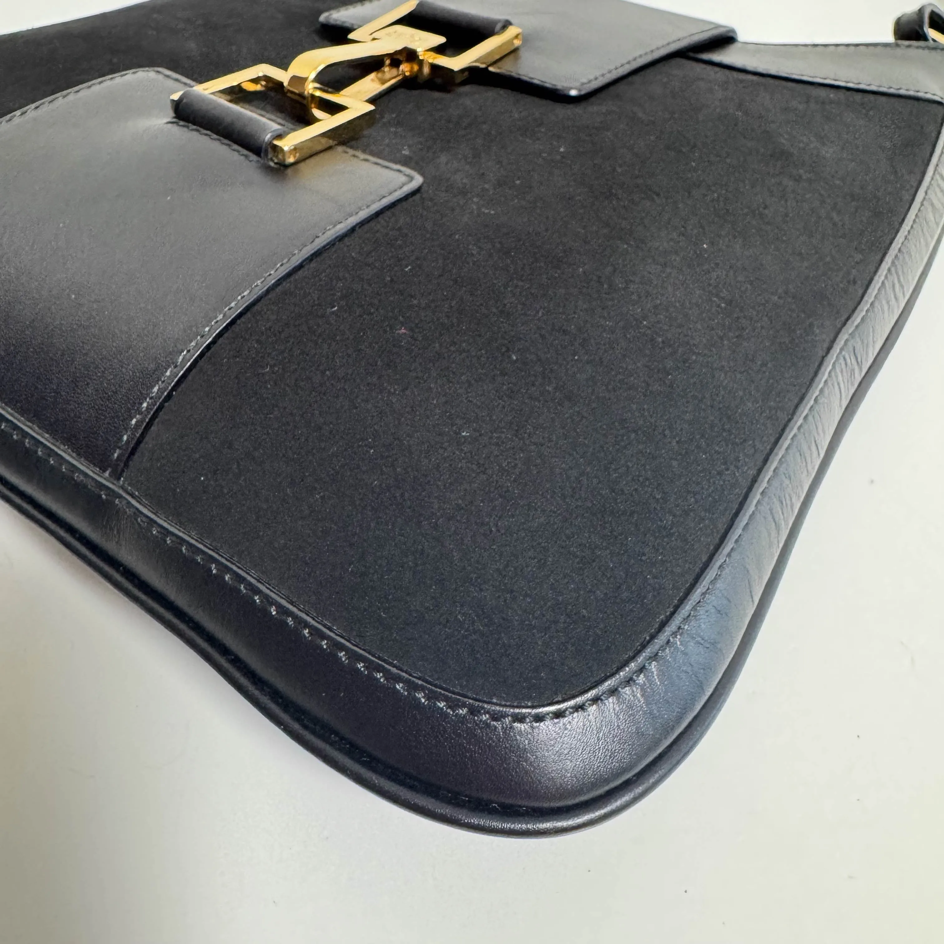 Vintage Black Suede Shoulder Bag