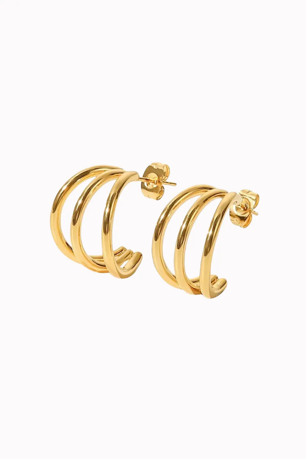 WATER RESISTANT TRIPLE DETAIL HOOP EARRING