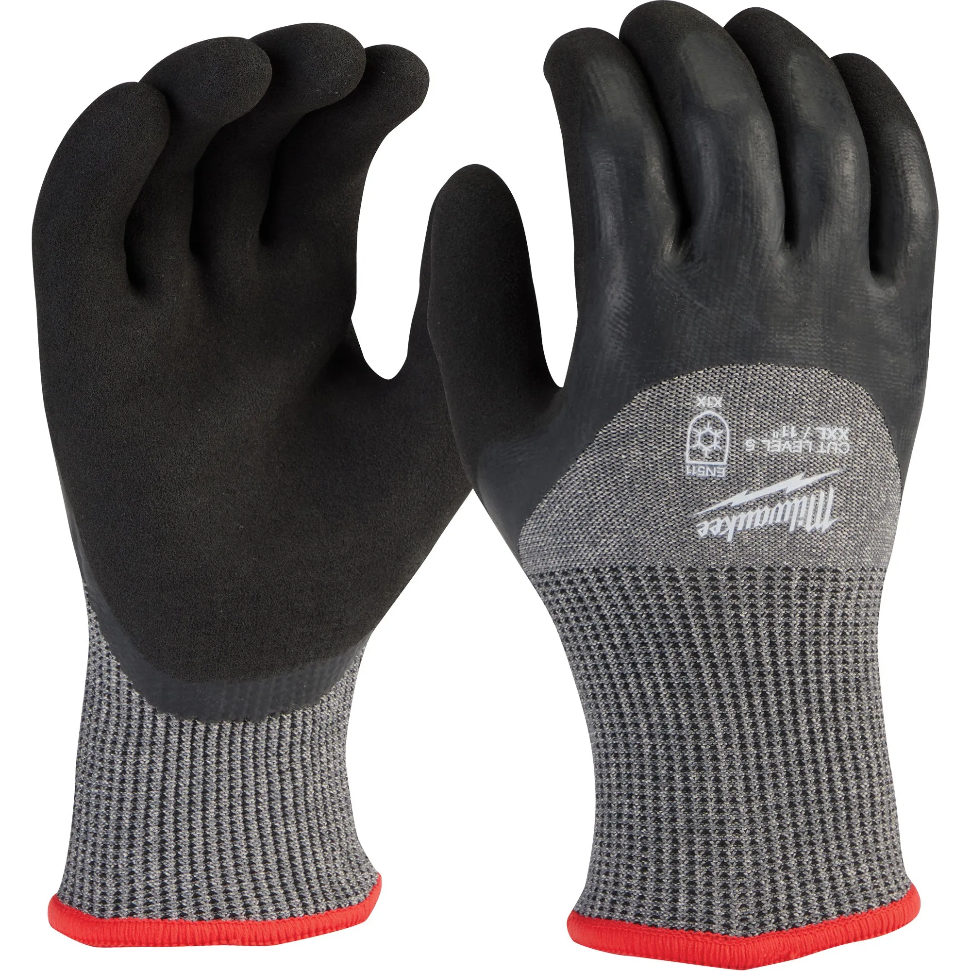 Winter Dipped Gloves, Size 2X-Large, 13 Gauge, Rubber Latex Coated, Nylon Shell, ASTM ANSI Level A5