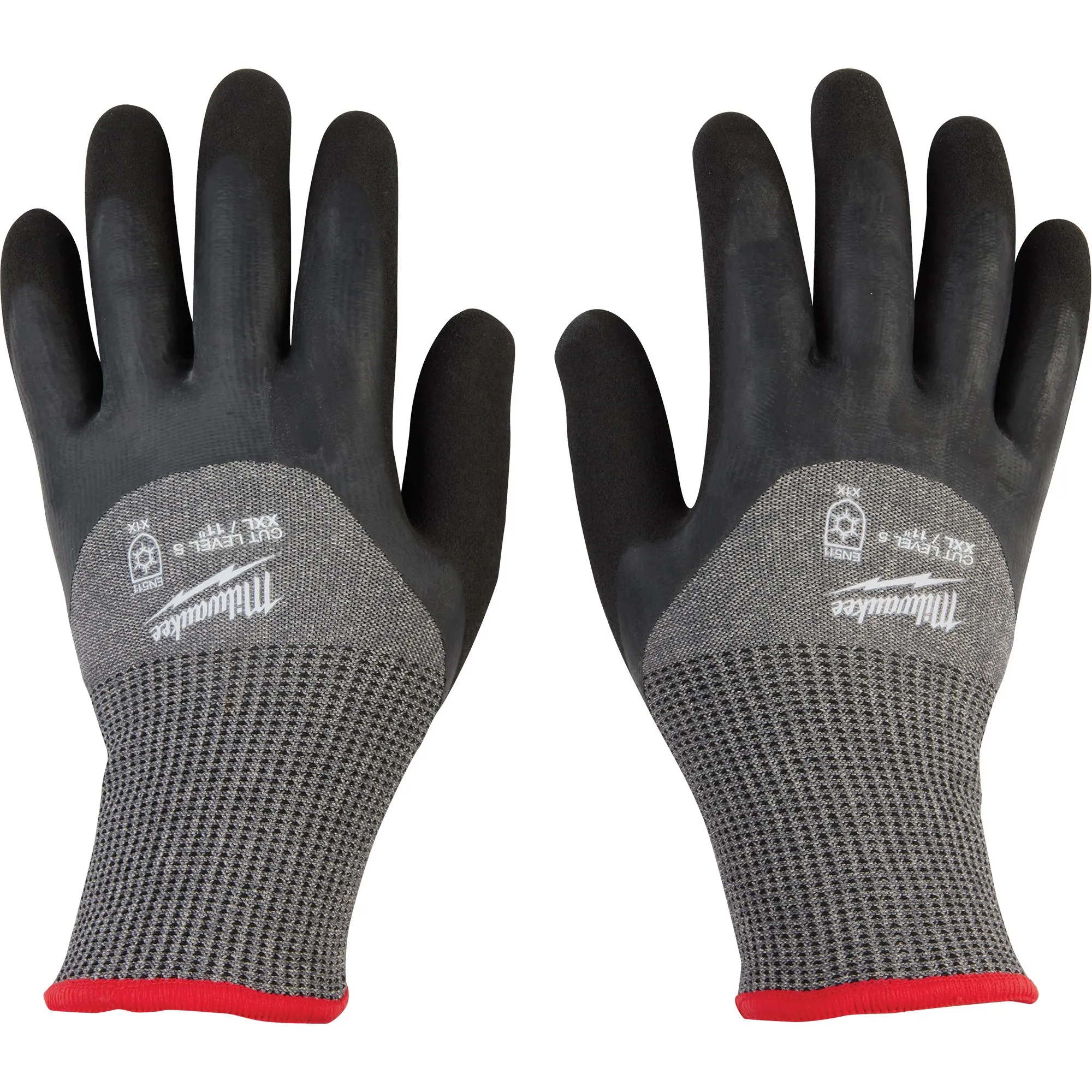Winter Dipped Gloves, Size 2X-Large, 13 Gauge, Rubber Latex Coated, Nylon Shell, ASTM ANSI Level A5