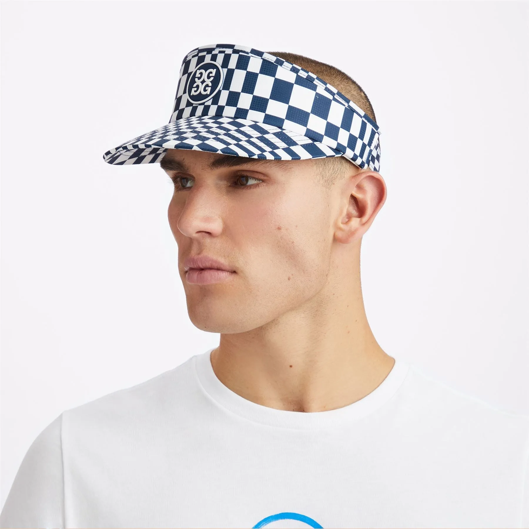 Womens Distorted Check Stretch Twill Visor Twilight - AW23