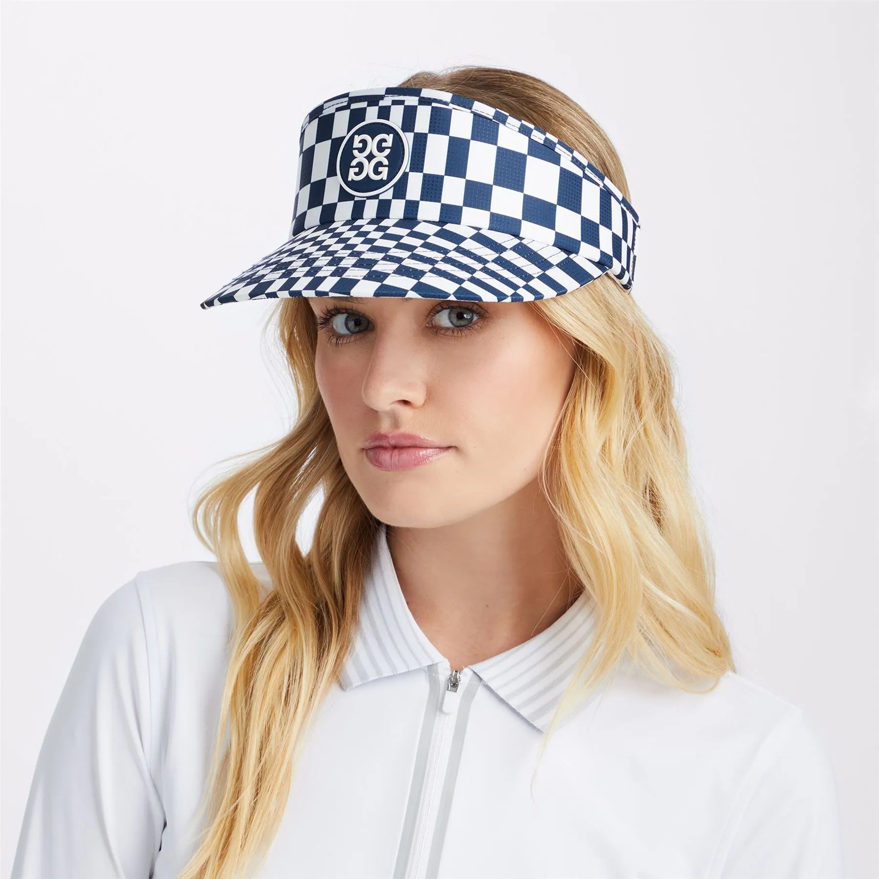 Womens Distorted Check Stretch Twill Visor Twilight - AW23