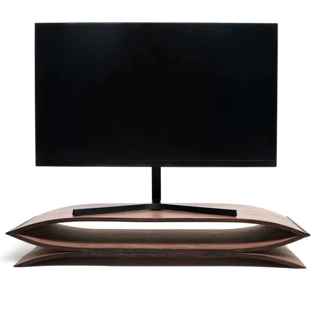 Wood Monitor Stand Curved Design