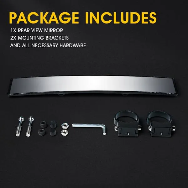 Xprite 17.5" Convex Rear Wide View Tempered Glass Mirror for UTVs with 1.75" Rollbars - UTV-CM-G2