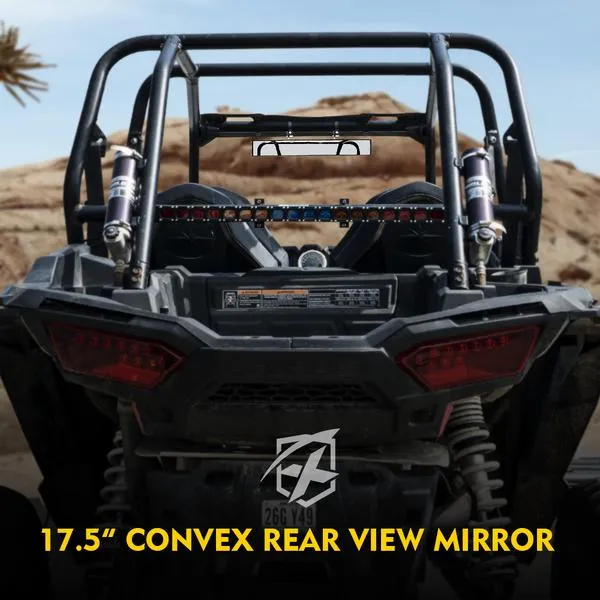 Xprite 17.5" Convex Rear Wide View Tempered Glass Mirror for UTVs with 1.75" Rollbars - UTV-CM-G2