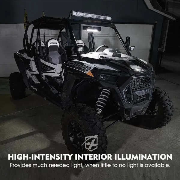 Xprite Curved UTV Rear View Mirror w/ Integrated LED Lights & Switch for 1.75"-2" Rollbars - UTV-CM-G11