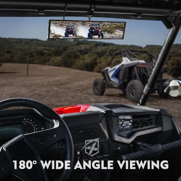 Xprite Curved UTV Rear View Mirror w/ Integrated LED Lights & Switch for 1.75"-2" Rollbars - UTV-CM-G11