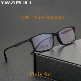 Yimaruili Unisex Full Rim Square Tr 90 Titanium Eyeglasses 023094
