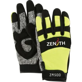 ZM500 High-Visibility Cut-Resistant Mechanic's Gloves, HPPE Palm, Size 2X-Large